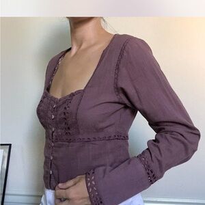 Free People Mauve Long Sleeve Blouse